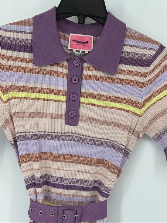 kate spade Pastel multi Striped Polo knit  Dress in Lavender Collar belt S - Picture 6 of 12